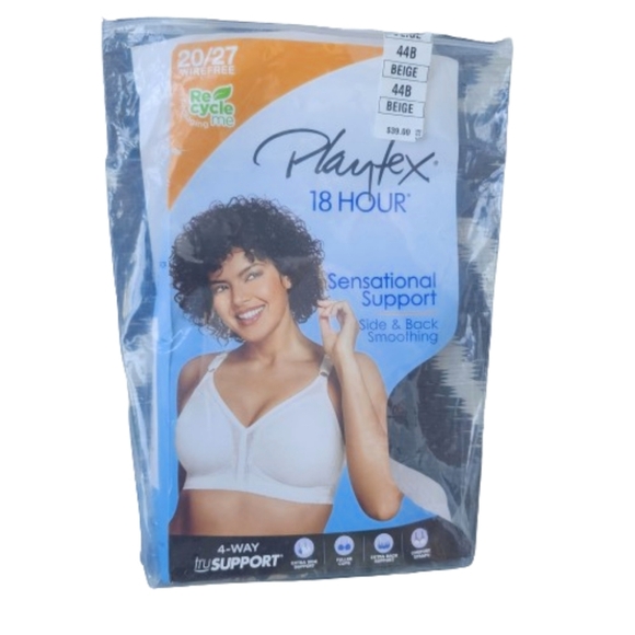 Womens 44B NEW Playtex 18-Hour Sensational Support Beigh Wire-Free Grandma Bra - Picture 6 of 7